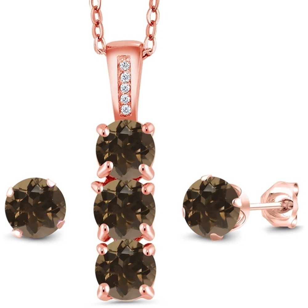 18k Brown Diamonds Quartz Set